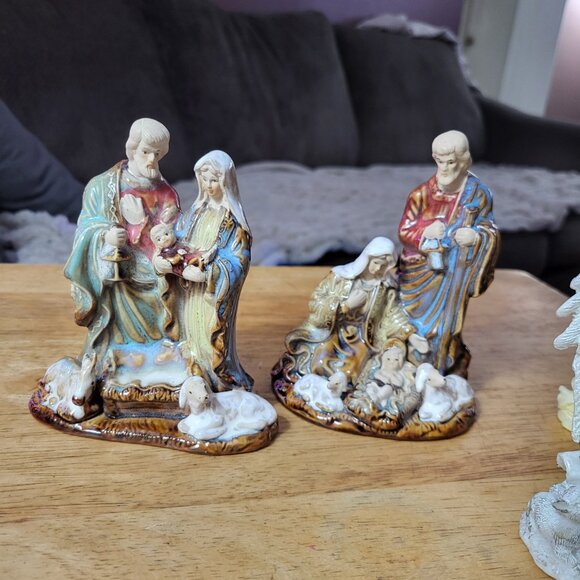 THREE CERAMIC ANGEL FIGURINES + 2 BONUS NATIVITY FIGURINES GUC SEE PICS - Picture 7 of 8